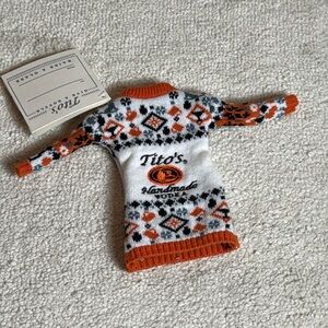 Tito's Handmade Vodka Mini Holiday Bottle Sweater Gift Koozie NWT
